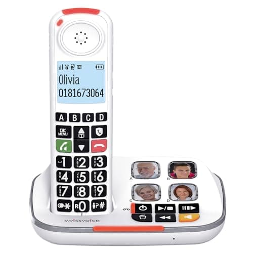 Image of SWISSVOICE - Xtra 2355 - DECT - Cordless Phone - Large keys Answering Machine - Audio Boost - Loud Ringtones - Hearing Aids Compatible - Call Block - White
