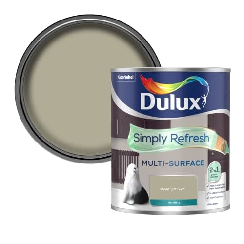 Image of Dulux Simply Refresh Multi Surface Eggsgell Paint - Overtly Olive - 750ML