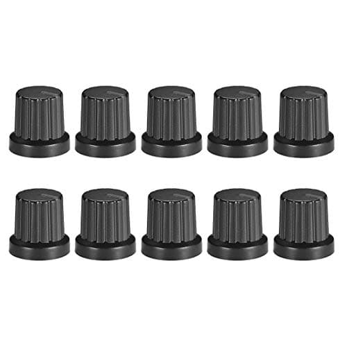 Image of sourcing map 10Pcs 6mm Shaft Hole Knob for Speaker Effect Pedal Amplifier Black Potentiometer Knob Black Mark
