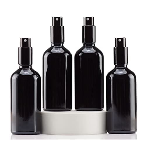 Image of Yizhao 100ml Black Glass Spray Bottle for Essential Oils, Small Empty Fine Mist Spray Bottle, for Cleaning, Aromatherapy, Cosmetic Sprays, Hair –4 Pcs