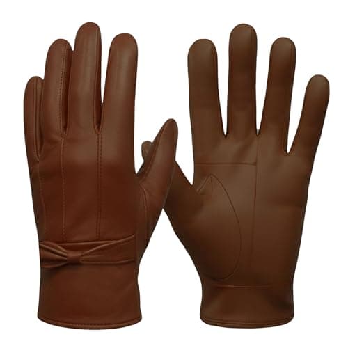 Image of SiXsigma Sports Ladies Winter Driving Leather Gloves Women - Quick Dry Soft Fleece Lined Thermal Gloves Womens Perfect For Driving Glove's - Ideal Gifts For Women (Brown, Medium/Large)