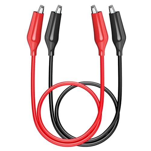 Image of Cleqee 2PCS Alligator Crocodile Clips Electrical Test Leads Dual Ended Jumper Wires Insulated Cable for Circuit Connection Electrical Testing 50cm Red & Black