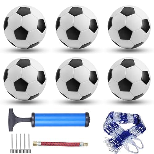 Image of DHYLRICHER 6 Pack Classic footballs Includes Ball Pump and Net Bag，Football Training Ball Practice for Kids and Adults，Competition FootballS for Indoor Outdoor (Size 5)