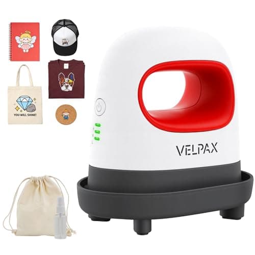 Image of Mini Heat Press Machine for T-Shirts & Hats, Portable Heat Transfer with Insulated Safety Base & Constant Temp Control, for DIY Iron On Vinyl, Caps, Pillows, Bags, Crafts (Red)