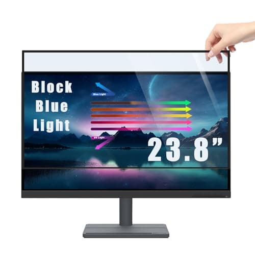 Image of PYS 23.8" Blue Light Blocking Screen Protector for Computer Monitor Removable 16:9 Aspect Ratio 23.8 inch Anti Blue Light Anti Glare Filter Easy on/off for Eye Protection