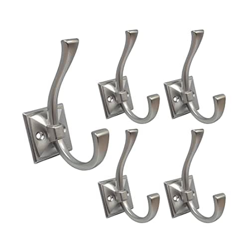 Image of QCAA Coat and Hat Hook, Zinc Die Cast, Nickel, 5 Pack, Made in Taiwan