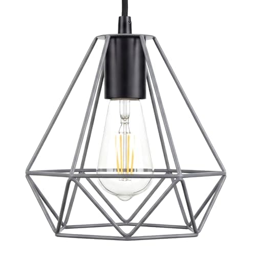 Image of GIGGI Grey Lampshade for Ceiling, Lamp Shades | Light Shade Ceiling Light Industrial Wire Basket Metal Basket Pendant Lighting Ceiling Light Shade, Lamp Shades Ceiling for Indoor Pendant Light Shade