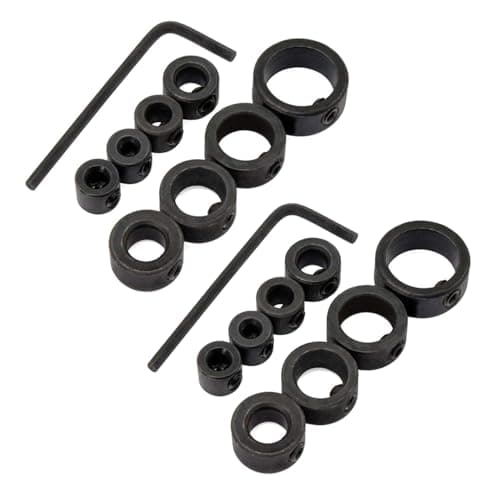 Image of Gasea Drill Depth Stop Collar Set – 2 Sets of 8pcs (3–16mm) Carbon Steel Limit Ring Positioner Locator for Drill Bits, Consistent Drilling Depth Control