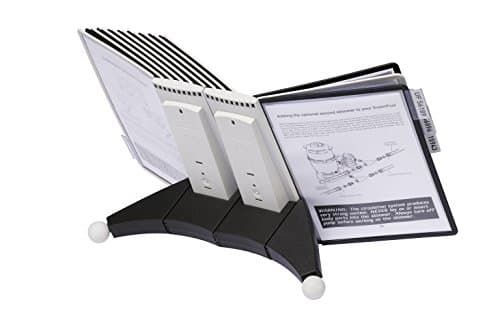 Image of Durable SHERPA Display Panel Desk Unit | Includes 20 A4 Display Panels in Black and Grey | erfect for Storing and Display ing A4 Documents