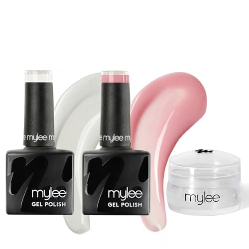 Image of Mylee French Me Kit with Stamper – Salon Quality French Manicure at Home, Includes White & Nude Gel Nail Polish + Clear Silicone Stamping Tool