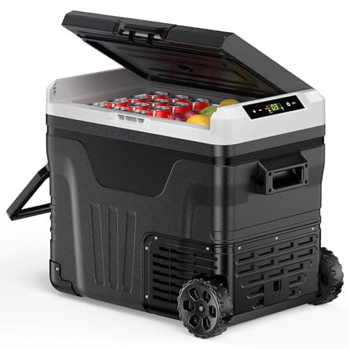 Image of EUHOMY 50L Car Fridge,12V Compressor Fridge -20℃~20℃, Portable Camping Fridge 12/24V DC, 220-240V AC with APP control, Cooler with Wheels for Camping, RV, Travel, Fishing, Outdoor
