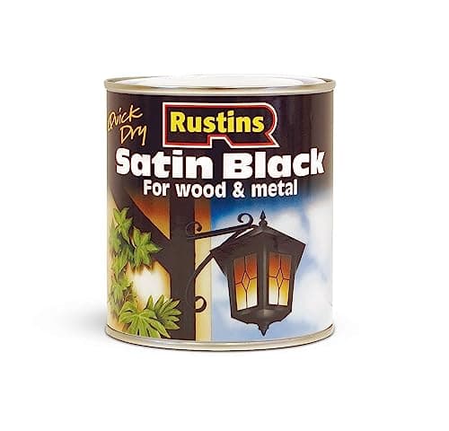 Image of RUSTINS Quick Drying Satin Black Paint 500ml - Effortless Application for a Smooth, Professional Finish – Perfect for DIYers Seeking Fast Results and Durability on Interior & Exterior Surfaces