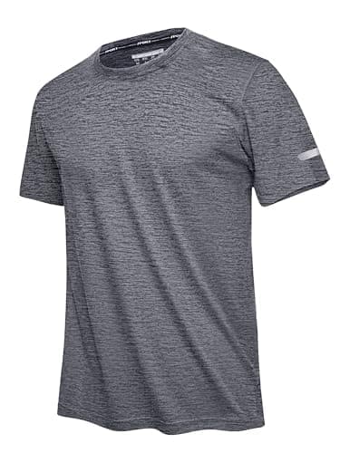 Image of EKLENTSON Men's T Shirt Performance Plain Gym T Shirt Quick Dry Stretch Running Tops Crewneck Dark Grey,M