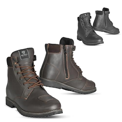 Image of MAXIMO-MOTO Touring Motorcycle Boots for Men Adventure Motorbike Ankle Boots with Laces Built-In Ankle Heel Toe Protection Anti-Skid Rubber Sole Riding Shoes for Touring & Off-Road