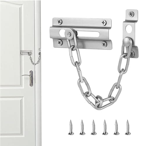 Image of LIAMGUS Door Chain Internal Door Lock, nternal Door Restrictor, Door Guard Limiter Chrome Plated Slide, Door Safety Latch, for Hotel Home Living Motel Apartment Bedroom (Silver)