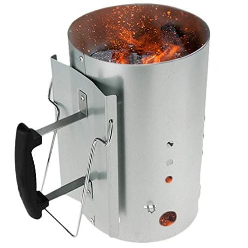 Image of SA Products BBQ Chimney Starter - Aluminium Charcoal Lighter Canister with Heat-Insulated Safety Handle, Cone-Shaped Coal Holder, Vent Holes - Portable BBQ Grill Accessories for Camping - 30.5x20cm