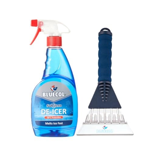 Image of Bluecol De-Icer Trigger 500 ml Premium Ice Scraper for Car Windscreen, Ergonomic Padded Grip Car Ice Scraper