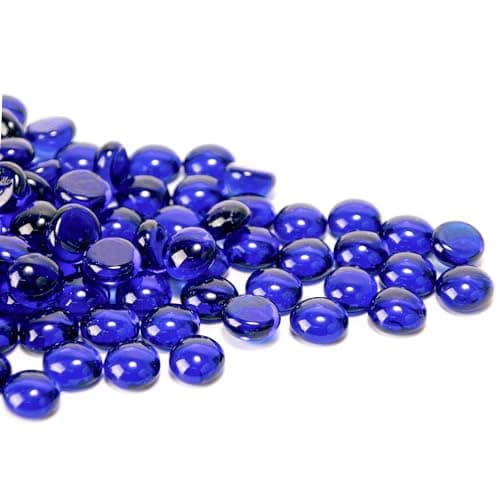 Image of 50PCS Mini Glass Gems,Blue Mancala Stones Flat Bottom Marble Beads for Home Decorative Art Craft Vase Filler(0.5"~0.7")