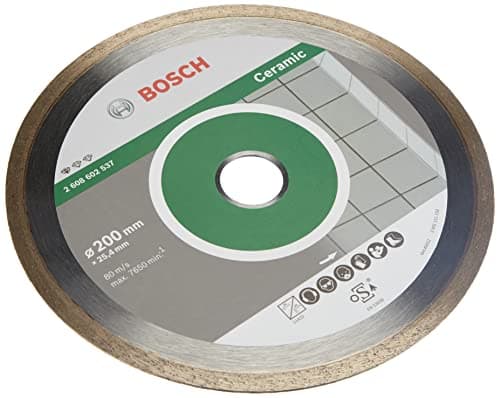 Image of Bosch Professional 1x Diamond Cutting Disc Standard for Ceramic (for Stone, Tile, Ceramic, Ø 200 x 25,40 x 1,6 x 7 mm, Accessories for Tile Cutters)