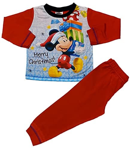 Image of Disney Kids Mickey Mouse Christmas Pyjamas (UK, Age, 3 Years, 4 Years, Regular) Red