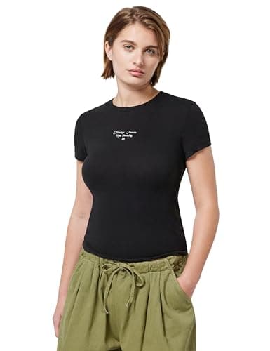 Image of Tommy Jeans Womens Tjw Slim Ess Logo 1 Tee Ext Dw0dw21542 S/S T-Shirt, Black (Black), XL UK