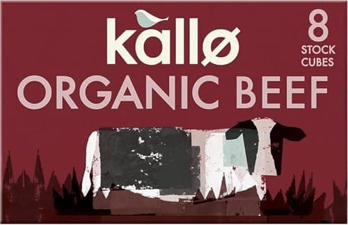 Image of Kallo Organic Beef Stock Cubes, Gluten & lactose Free, Coeliac Friendly, No Artificial Colours, Flavours or Preservatives, Premium Stock for Broth, Soups, Sauces & Gravies, 96 Pack – 12 x 88g