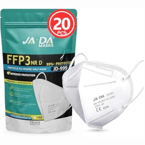 Image of Apex Business Supplies JADA FFP3 Face Masks UK Certified | FFP3 Masks With >99% Filtration Efficiency | Disposable Face Mask UK | Soft And Secure Fit Dust Mask (Packaging may vary)