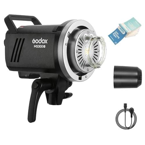 Image of Godox MS300-V Compact Studio Flash, 300W GN58 5800K Speedlite, 0.1-1.3s Recycle Time Strobe Light, Bowens Mount, MS300V Speedlight with 2.4G Wireless X System and 10W LED Modeling Lamp