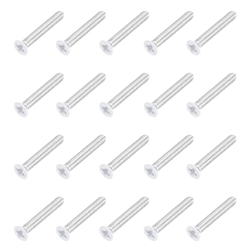 Image of sourcing map M2.5 x 16mm Flat Countersunk Head Machine Screws 304 Stainless Steel Full Thread Phillips Drive Cross Screw for Furniture Connection Electrical Appliances (White, Pack of 20)