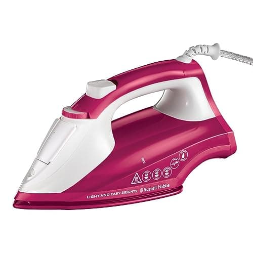 Image of Russell Hobbs Light & Easy Brights Berry Steam Iron, Fabric Softening Infused Ceramic Soleplate. 2x smoother glide, 2x durability, 240ml Water Tank, 115g Steam Shot, 35g Continuous Steam, 2400W, 26480