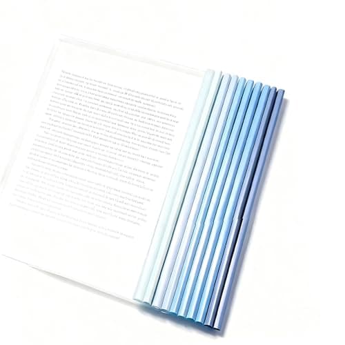 Image of 10pcs Sliding Bar Report Covers, Clear Report Covers Files Clip, A4 Transparent Gradient Blue File Cover, File Folders Cover with Slide Binder for School Office Documents Classification.