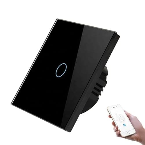 Image of Smart WiFi Touch Light Switch, No Neutral Required, RF 433MHz, Works with Alexa & Google Home, App Control, 1/2/3/4 Gang, Glass Panel (Black 1 Gang)