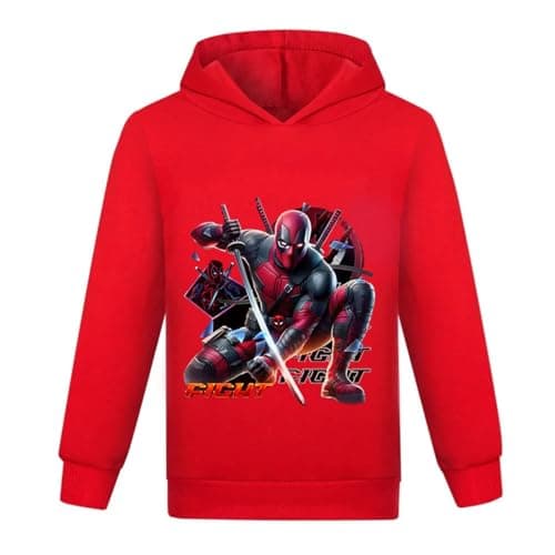 Image of TBNRFrags Boys Hoodies Cotton Sweatshirt Kids Long Sleeve Tops Jumper Pullover Sweatshirt Cartoon Sport Graphic Hoody (UK, Age, 11 Years, 12 Years, Regular, Red)