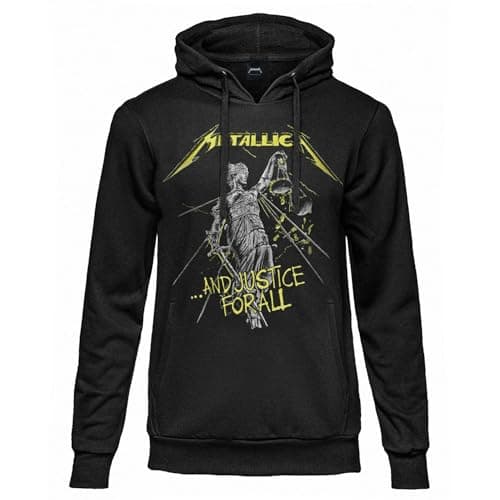 Image of Metallica Official And Justice For All Unisex Cotton Hoodie. Regular Fit For Adults And Boys, Black, M
