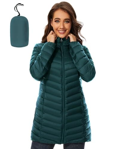 Image of ANOTHER CHOICE Women Puffer Jacket Hooded Warm Lightweight Packable Quilted Puffer Coat Outwear, Dark Green, Medium