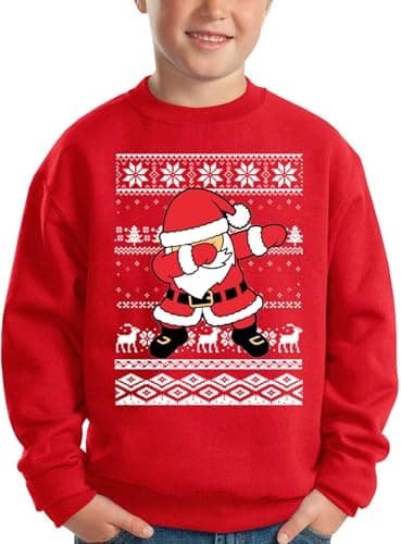Image of BesserBay Christmas Boys Long Sleeves Sweatshirt Crewneck Funny Ugly Novelty Party Jumper Santa Claus Red 7-8 Years