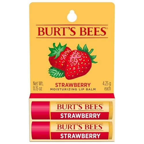Image of Burts Bees Strawberry Moisturizing Lip Balm, 0.15 oz, Pack of 2