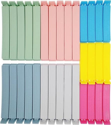 Image of Yarall 32 PCS Food Bag Clips for Food Storage & Freezer, Curved‑Design Plastic Food Clips for Kitchen & Home Use, 2 Sizes (11cm x 20, 7.8cm x 12)