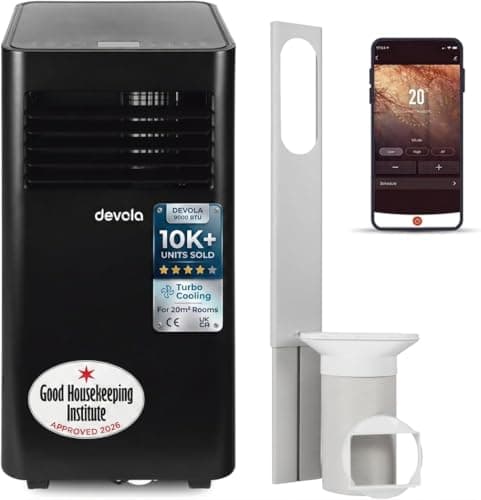 Image of Devola 9000 BTU WiFi Portable Air Conditioner, 4-in-1 Cooling, Dehumidifier Fan Modes & Sleep Mode, 24H Timer, 2 Window Venting Kit Included, Air Conditioning Unit For Rooms Up to 20㎡
