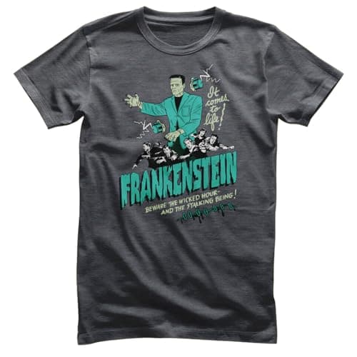 Image of Universal Monsters Officially Licensed Frankenstein - Wicked Hour Mens T-Shirt (Dark-Heather), Medium