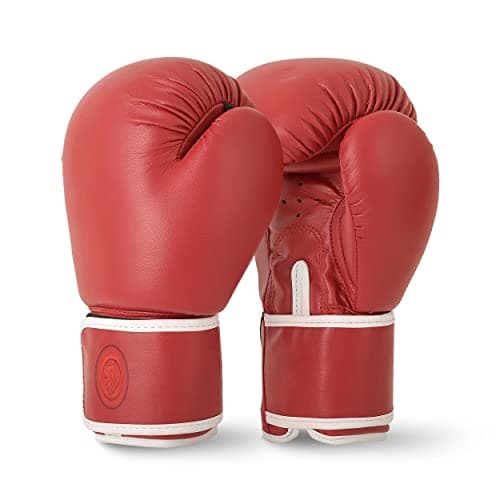 Image of Lions Boxing Gloves - Premium Faux Leather, Pro Sparring Training Muay Thai Gloves, MMA Punching Kickboxing Bag Focus Mitts Fighting Training Workout for Men Women (CLASSIC RED, 14OZ)