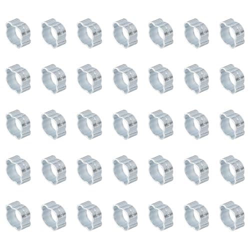 Image of PATIKIL 35 Pack 7-9mm Double Ear Hose Clamp, Galvanized Steel O Clip Crimp Rings for Fuel Petrol Pipe Tube Fitting Connections, Silver Tone