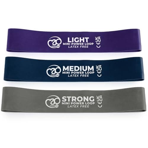 Image of Fitness-Mad Latex Free Mini Resistance Band | Elastic Exercise Loop in 3 Different Resistance Levels | Great for Strength Training, Therapy & Rehab | Single Looped Band or Set of 3, 31cm