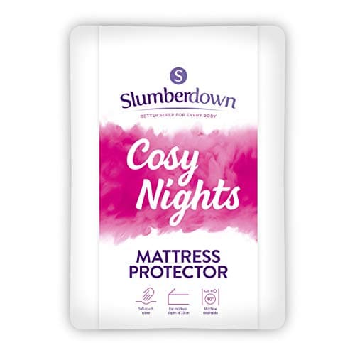 Image of Slumberdown Cosy Nights Mattress Protector Double Bed - Soft, Breathable & Spill-Resistant Mattress Cover | 30cm Deep Fitted Straps, Non-Allergenic, Washable (135 x 190cm)