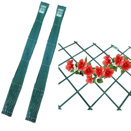Image of Pack of 2 Large Expanding Wooden Trellis Garden Trellis for Climbing Plants 180x120cm, Riveted Garden Trellis,Wall Trellis Fence Panel for Patio Garden, Green