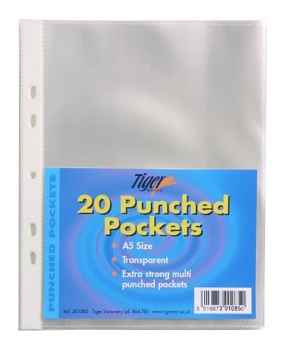 Image of 100 x A5 Plastic Wallets Strong Glass Clear Punched Ringbinder Poly Pockets