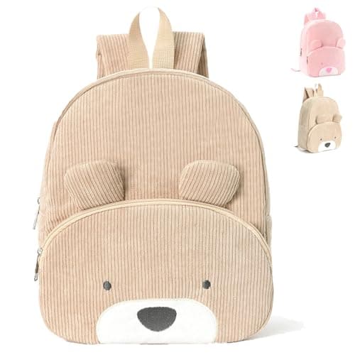 Image of HUANYO Toddler Backpack for Girls & Boys, Cute Bear Mini School Rucksack, Lightweight Small Bookbag for Primary school, Kindergarten, Travel & Outdoors (khaki)