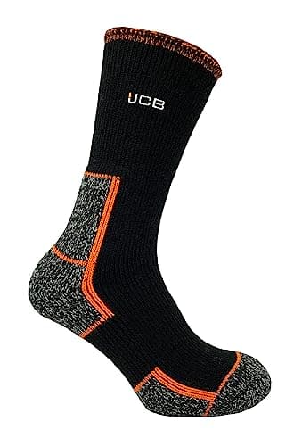 Image of JCB - Mens Thermasock Work Sock - Midweight - Thermal Winter Warm Sock, Heat Holding Socks, Black, 1 pack, UK 6-11, EUR 39-46 (1pk Black)