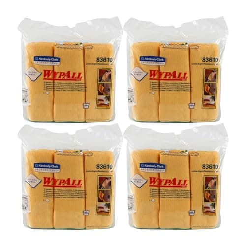 Image of WypAll Microfibre Cloths 8394-4 carry packs x 6 yellow, 40 x 40cm cloths, yellow (24 total)