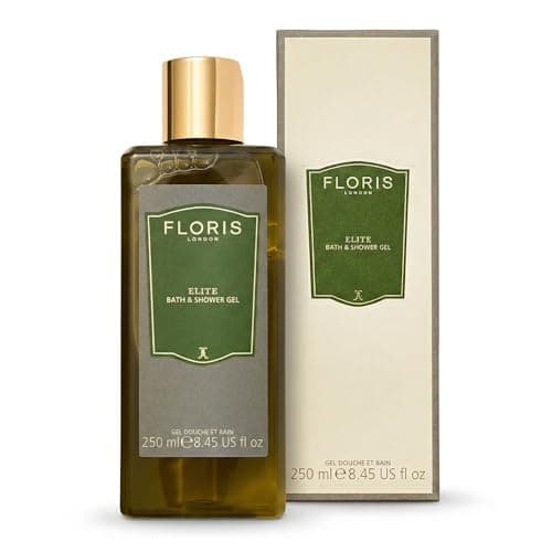 Image of Floris London Elite Moisturising Bath & Shower Gel (250ml) | Woody, Mellow Fragrance | Gently Foaming, Enriched with Olive Oil to Soften Skin & Prevent Moisture Loss | Subtle Masculine Scent
